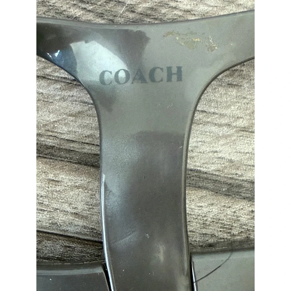 Coach Plato Jelly Sandals Size 9B Grey T-Strap Ankle Strap Beach Summer Y2K